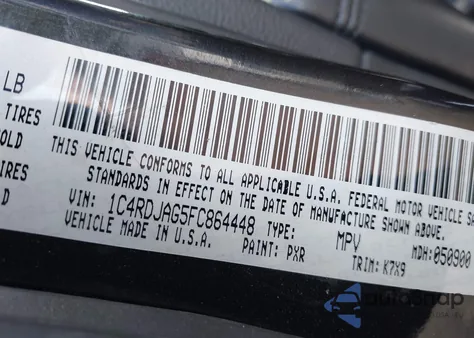 2015 Dodge Durango Sxt z USA, uszkodzony, nr VIN 1C4RDJAG5FC864448